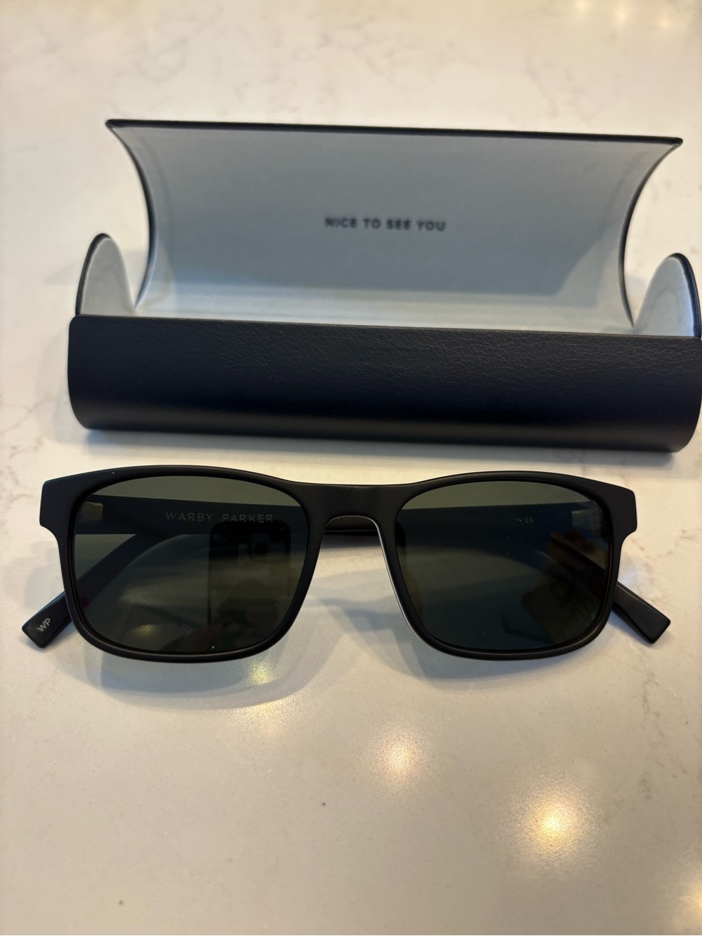 Warby Parker Perkins Eclipse- Matte Black Sunglasses with White Trim-Like New
